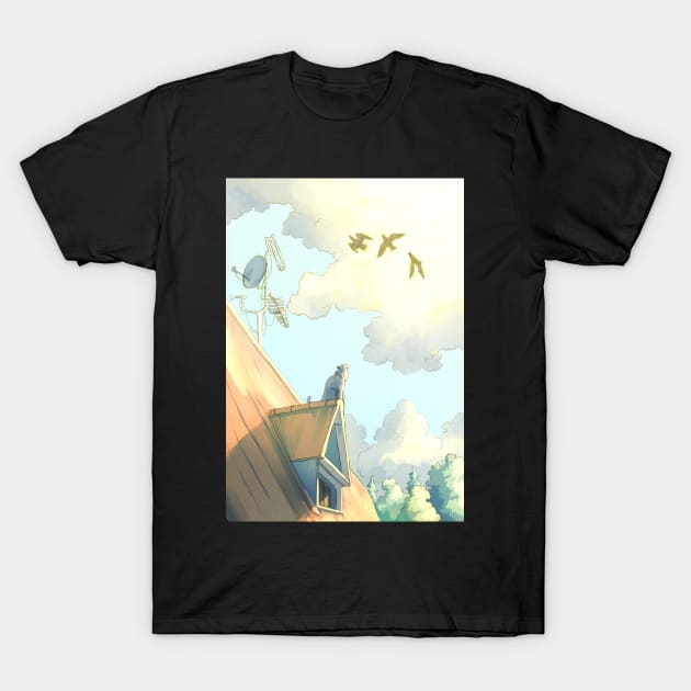 a cat on the roof T-Shirt by Karolina Studena-art